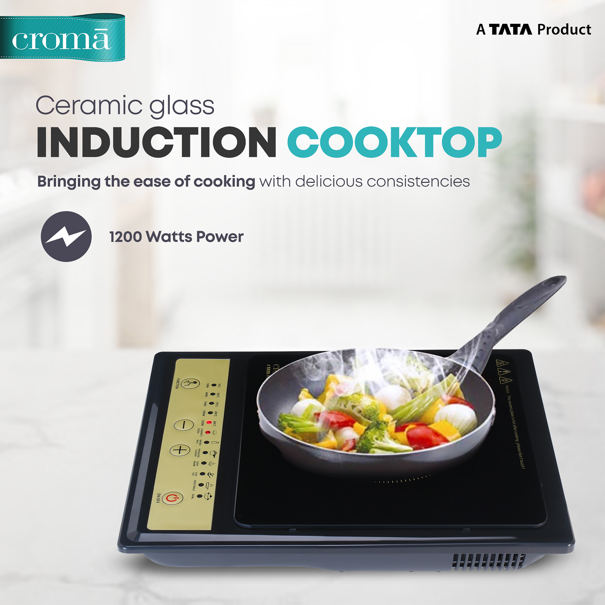 Croma 1200W Induction Cooktop with 7 Preset Menus